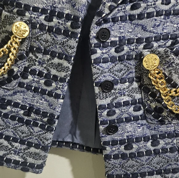 SMYTHE Box Chain Cropped Jacquard Blazer Jacket Tweed $1295 Retail - Picture 13 of 13